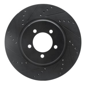 Lincoln Aviator Brake Rotor (1) - Front Left - R1 Concepts - Drilled & Slotted - Black - `03-`05
